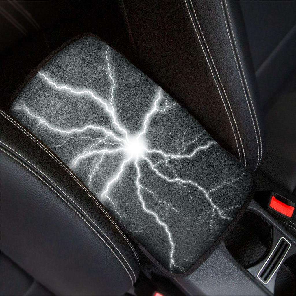 White Lightning Print Car Center Console Cover