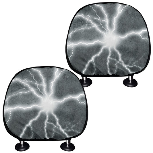 White Lightning Print Car Headrest Covers