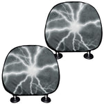 White Lightning Print Car Headrest Covers