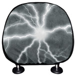 White Lightning Print Car Headrest Covers