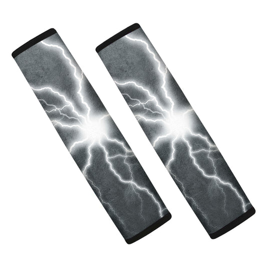 White Lightning Print Car Seat Belt Covers