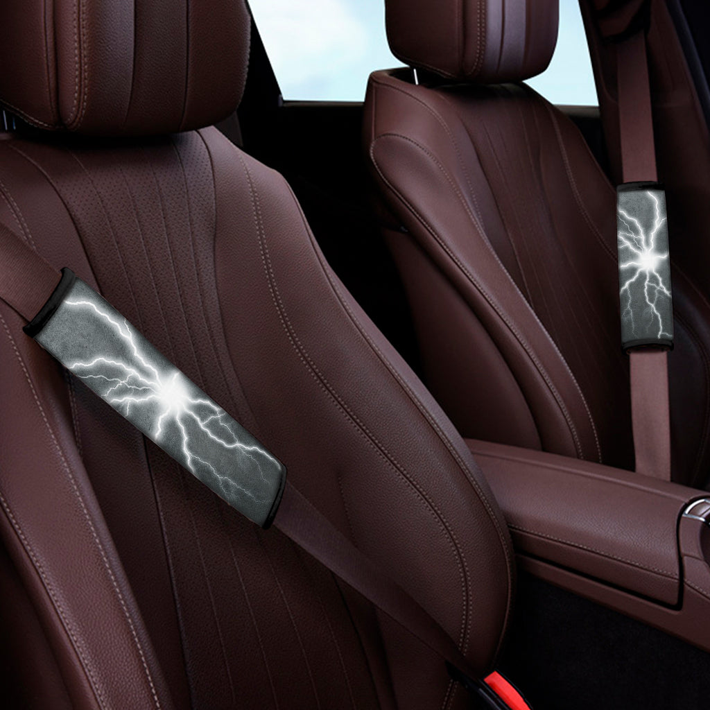 White Lightning Print Car Seat Belt Covers