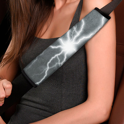 White Lightning Print Car Seat Belt Covers