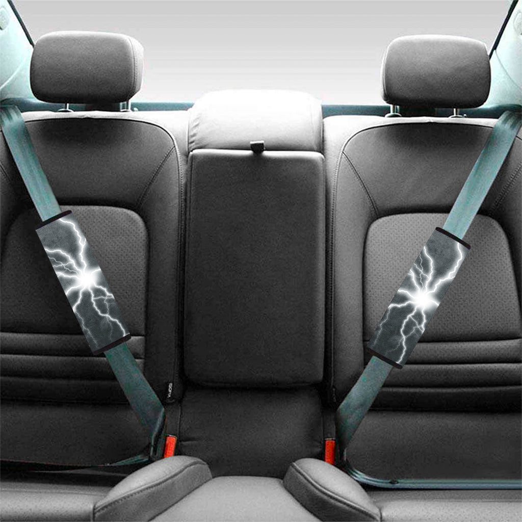 White Lightning Print Car Seat Belt Covers