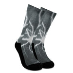 White Lightning Print Crew Socks