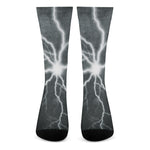 White Lightning Print Crew Socks