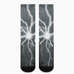 White Lightning Print Crew Socks