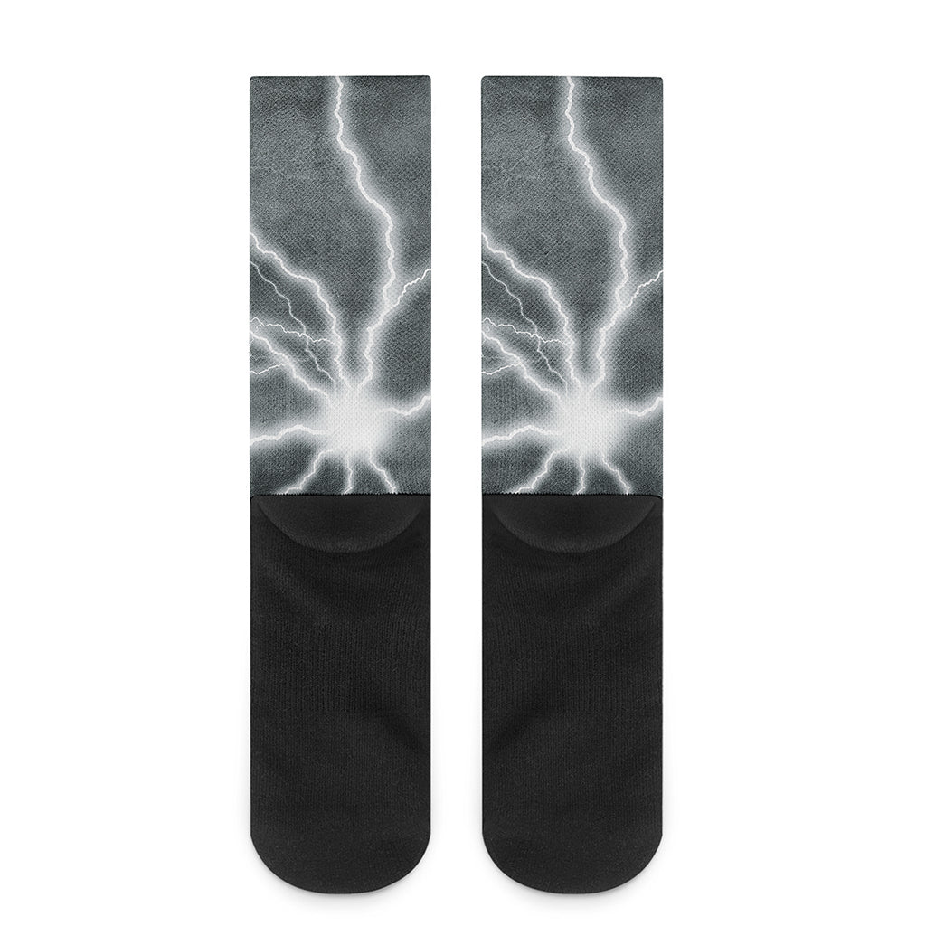 White Lightning Print Crew Socks