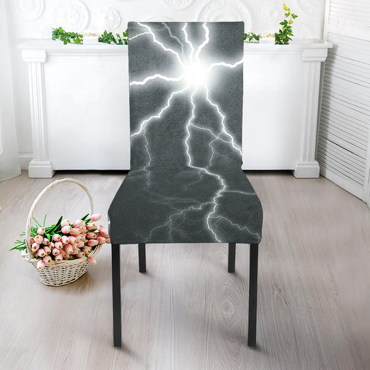 White Lightning Print Dining Chair Slipcover