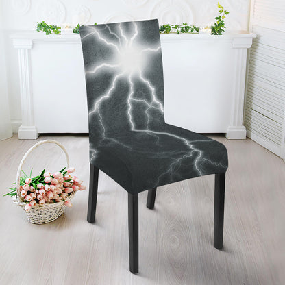 White Lightning Print Dining Chair Slipcover