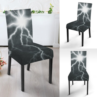 White Lightning Print Dining Chair Slipcover