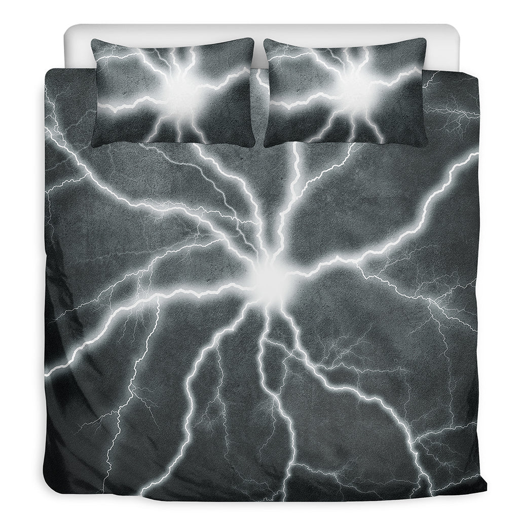 White Lightning Print Duvet Cover Bedding Set