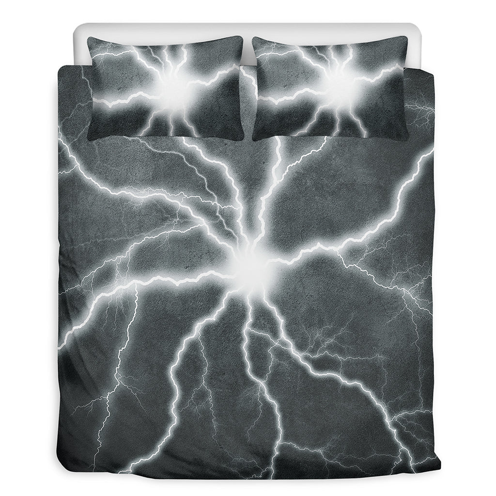 White Lightning Print Duvet Cover Bedding Set