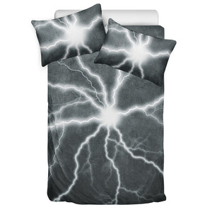 White Lightning Print Duvet Cover Bedding Set