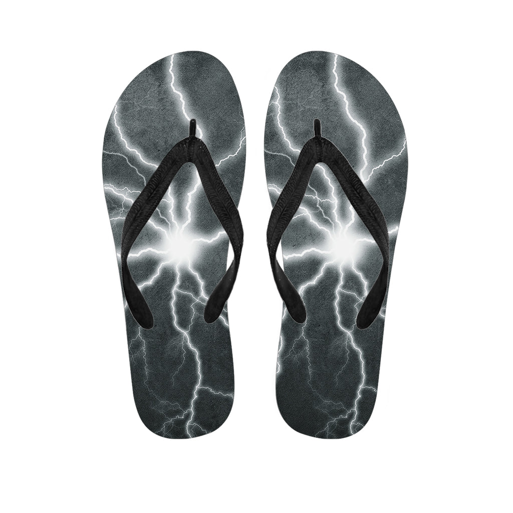 White Lightning Print Flip Flops
