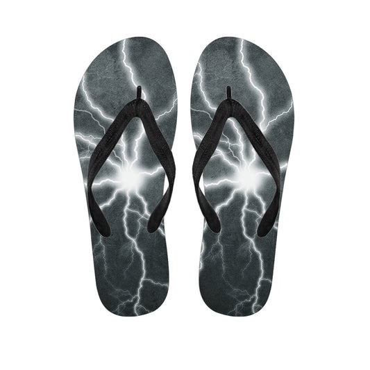 White Lightning Print Flip Flops