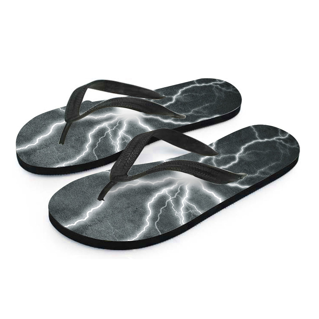 White Lightning Print Flip Flops