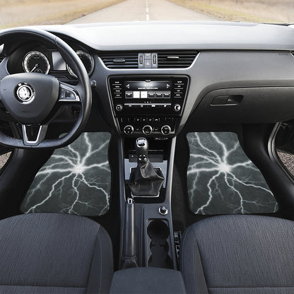 White Lightning Print Front and Back Car Floor Mats