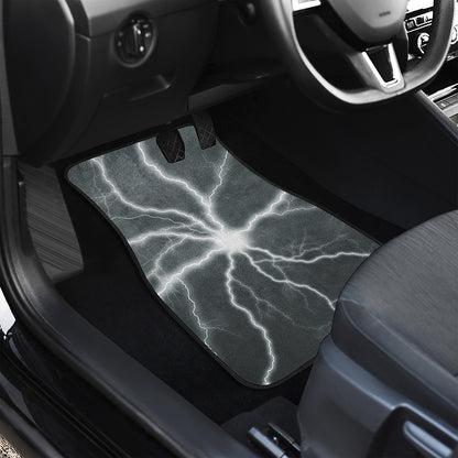 White Lightning Print Front and Back Car Floor Mats