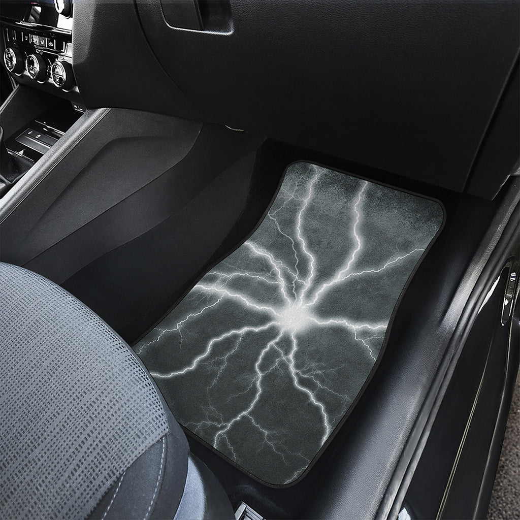 White Lightning Print Front and Back Car Floor Mats