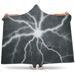 White Lightning Print Hooded Blanket