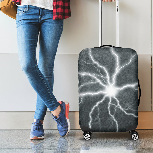 White Lightning Print Luggage Cover