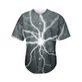 White Lightning Print Men's Baseball Jersey