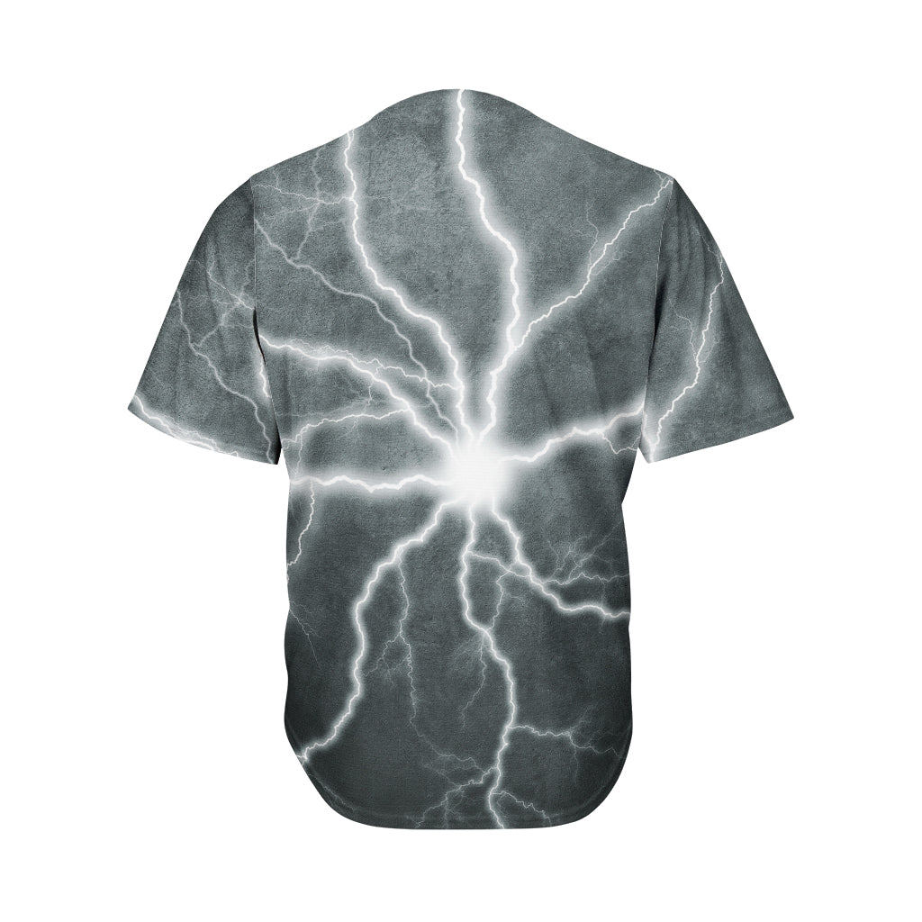 White Lightning Print Men's Baseball Jersey