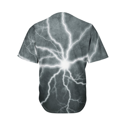 White Lightning Print Men's Baseball Jersey