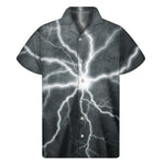White Lightning Print Men's Short Sleeve Shirt