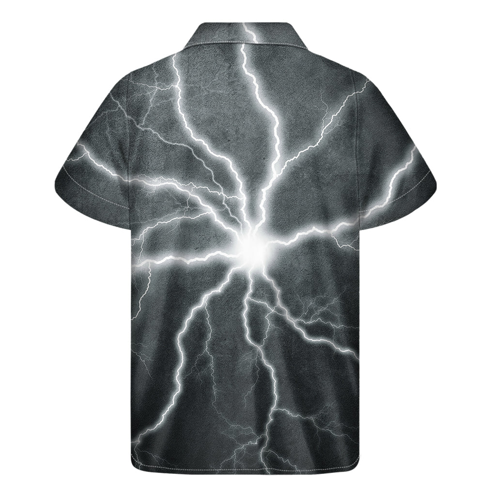 White Lightning Print Men's Short Sleeve Shirt