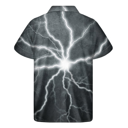 White Lightning Print Men's Short Sleeve Shirt