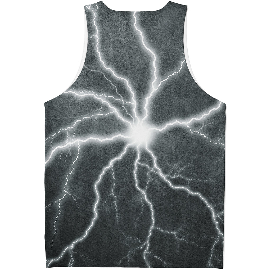 White Lightning Print Men's Tank Top