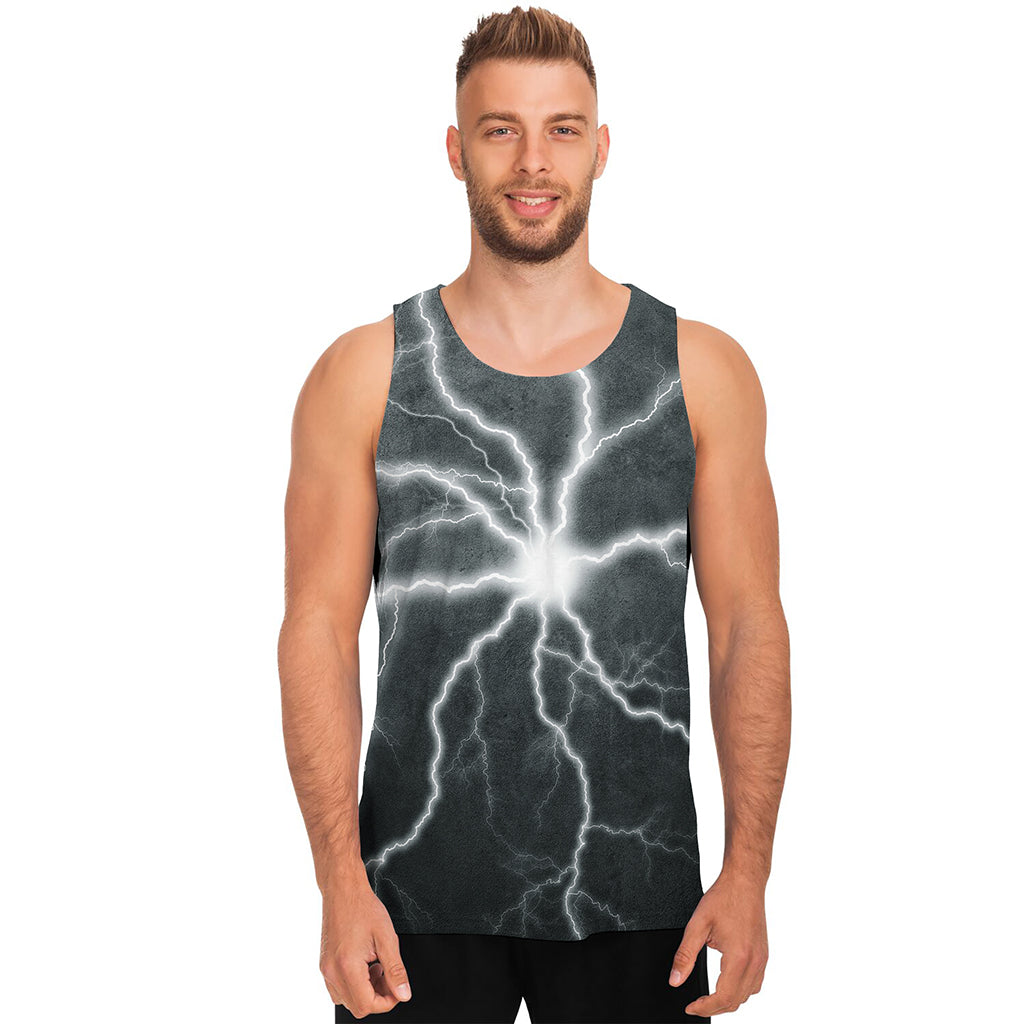 White Lightning Print Men's Tank Top