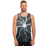 White Lightning Print Men's Tank Top