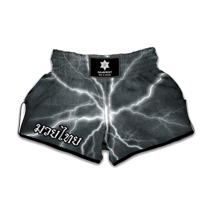White Lightning Print Muay Thai Boxing Shorts