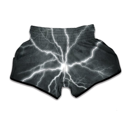 White Lightning Print Muay Thai Boxing Shorts