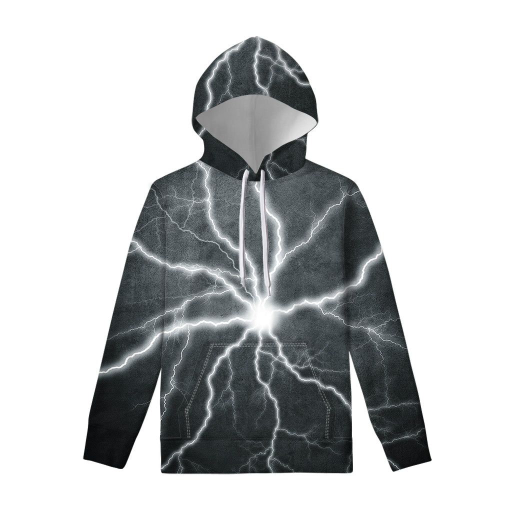 White Lightning Print Pullover Hoodie