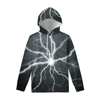 White Lightning Print Pullover Hoodie