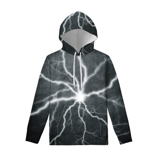 White Lightning Print Pullover Hoodie