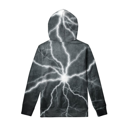 White Lightning Print Pullover Hoodie