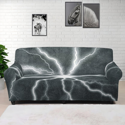 White Lightning Print Sofa Cover
