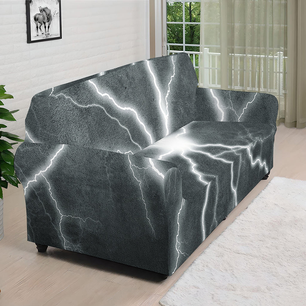 White Lightning Print Sofa Cover