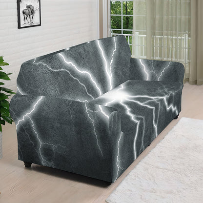 White Lightning Print Sofa Cover