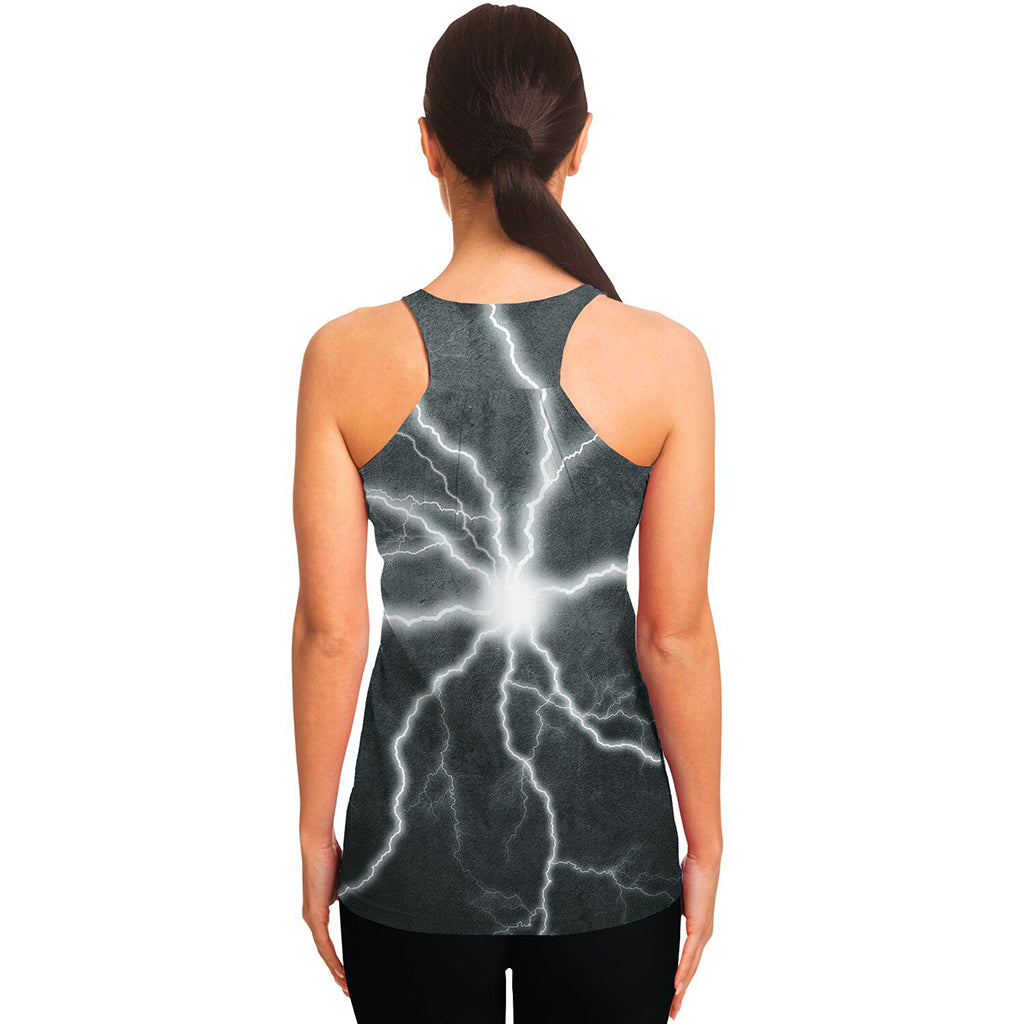 White Lightning Print Women's Racerback Tank Top