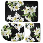 White Lily Print 3 Piece Bath Mat Set