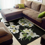 White Lily Print Area Rug