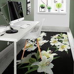 White Lily Print Area Rug