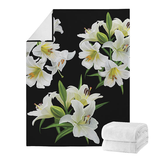 White Lily Print Blanket