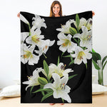 White Lily Print Blanket